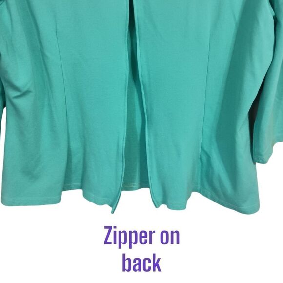 Laura Byrnes Zipper Back Top 4X Plus Size Blouse Aqua Pinup Girl Jersey Knit - Picture 5 of 16